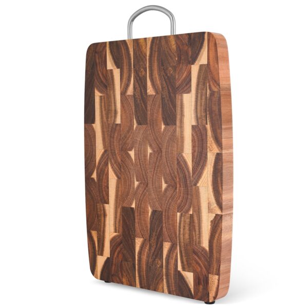 Solid Wood Geometric Grid Cutting Board